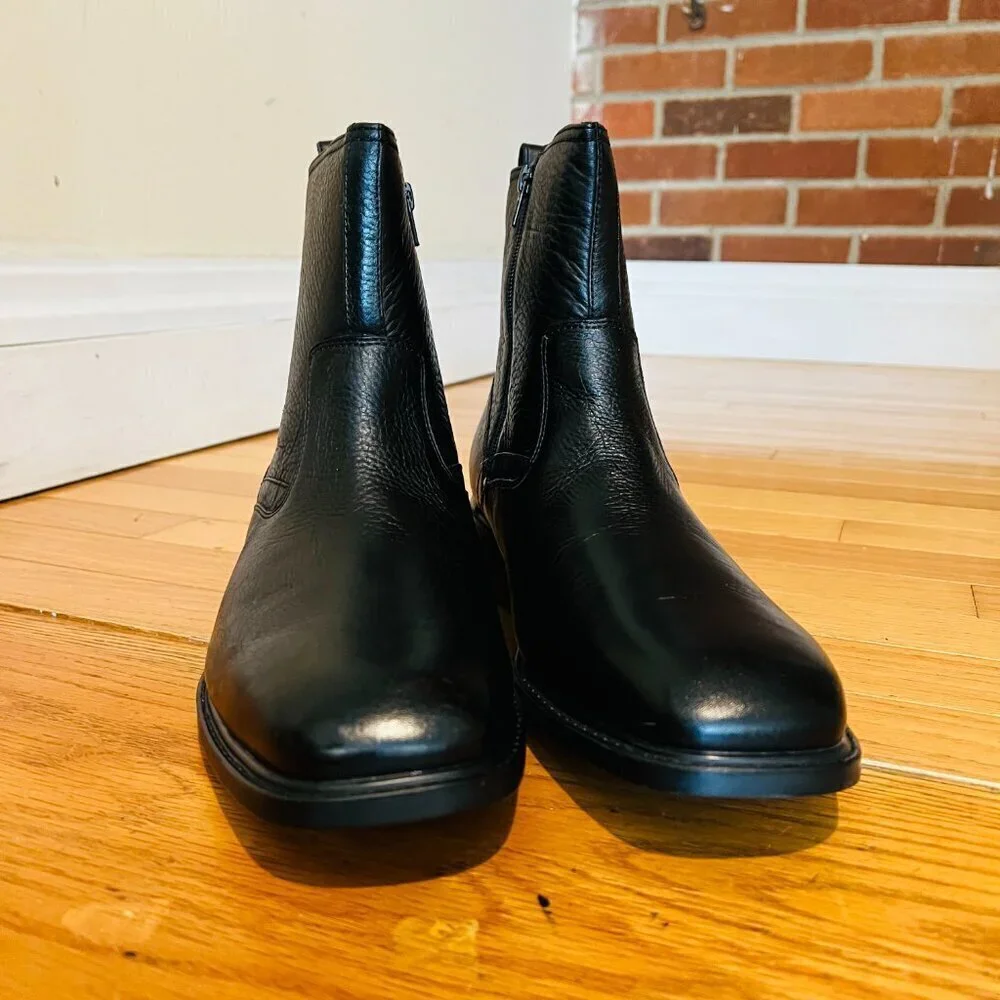 Rockport Men’s Black Leather Zip Up Anlke Boots Size 11 W NEW